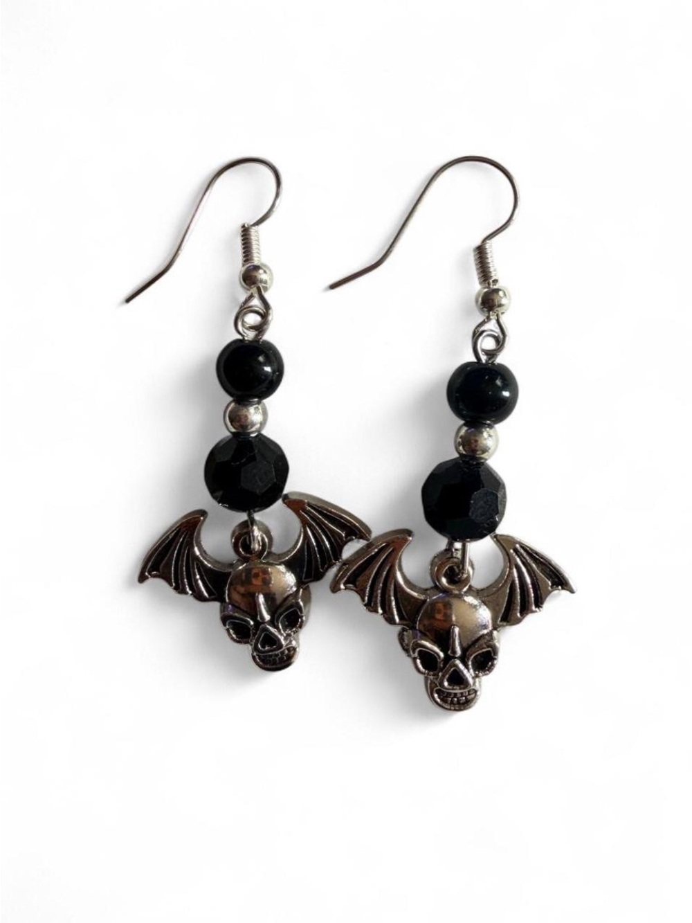 🖤 Bat Skull Earrings (Handmade)